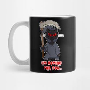 Grim Reaper Halloween Cat Mug